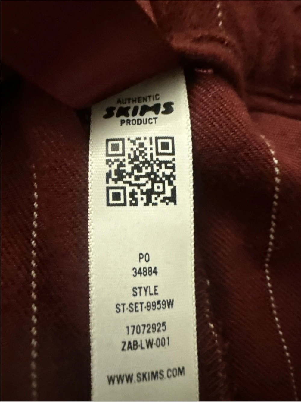 Skims Flannel Pants Merlot Stripes - Picture 6 of 7